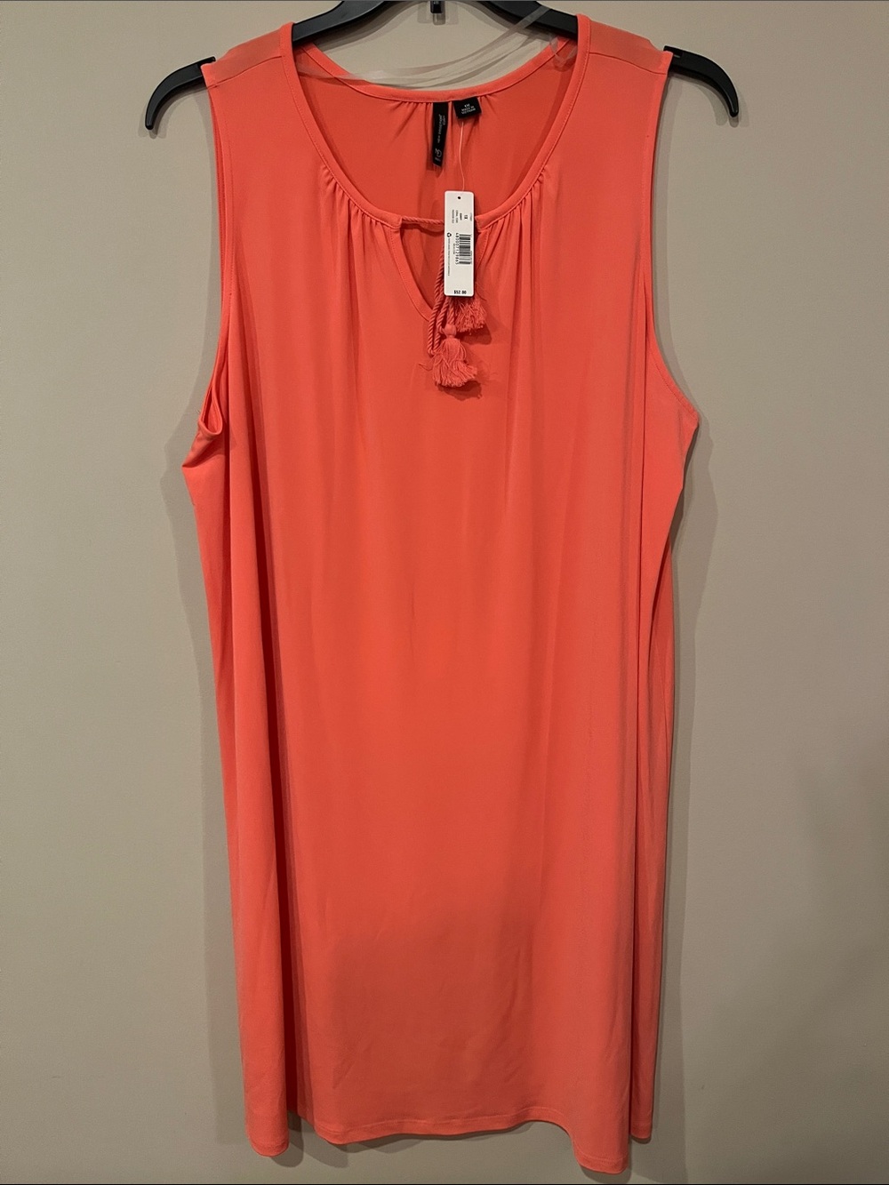 new directions Coral Sleeveless Tassel Neck Tank Dress